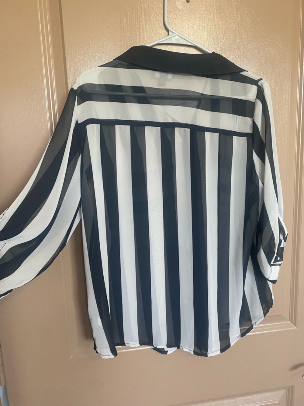 Iz Byer Black and White Striped Blouse - Picture 3 of 3